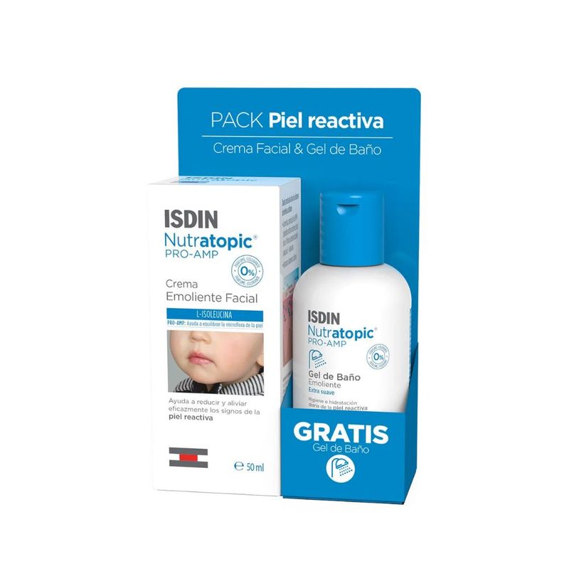 kit isdin nutratopic pro-amp crema facial gratis gel de baño